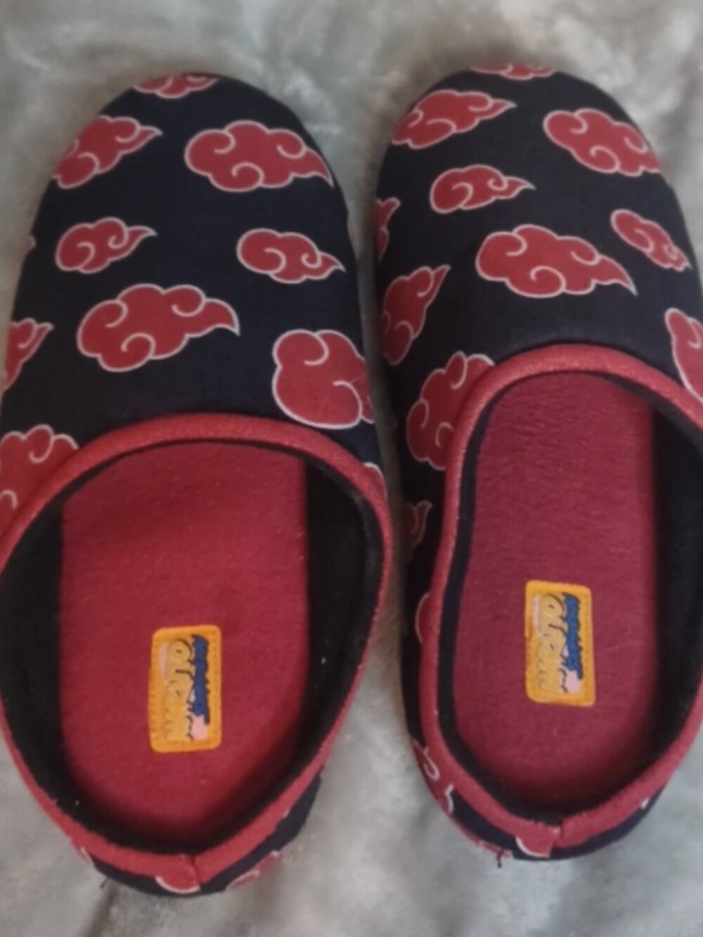 Naruto Shippuden Akatsuki Black with Red Clouds Slippers, House Shoes, Slip On